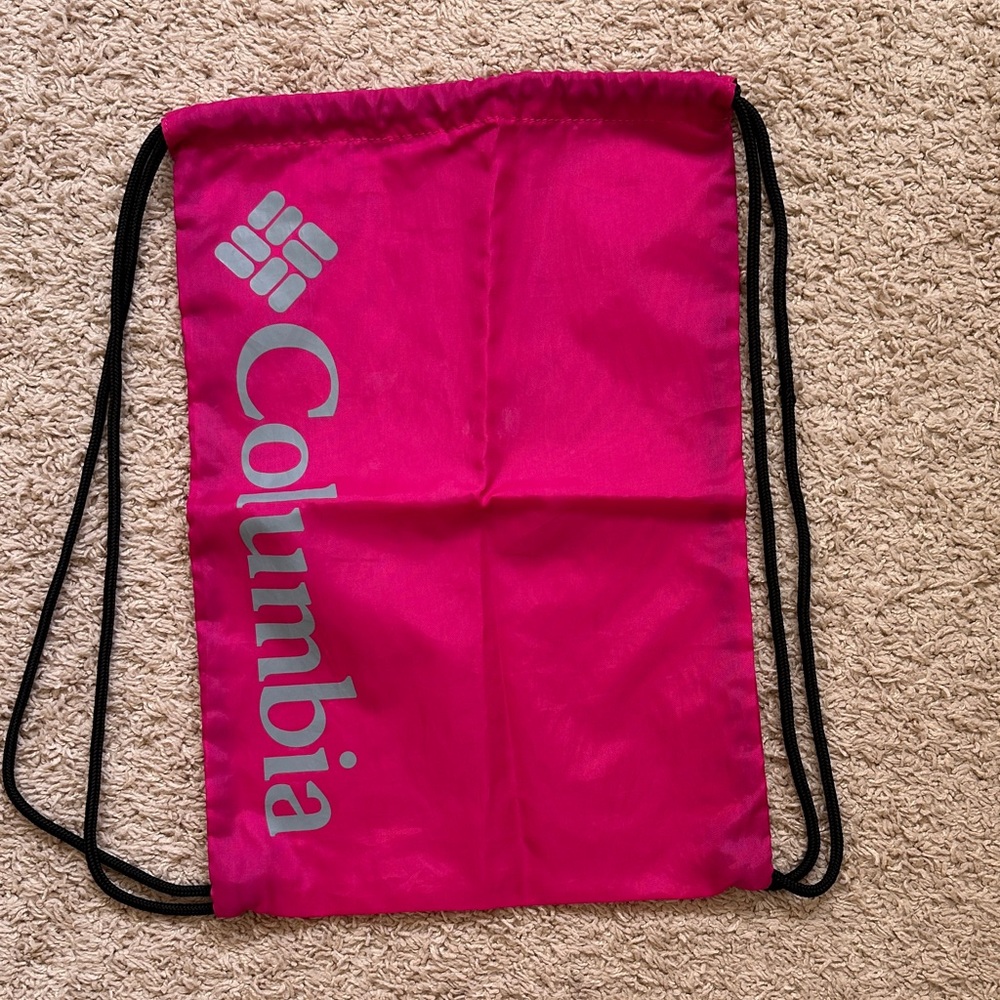 Columbia Hot Pink Drawstring Backpack with Black Straps